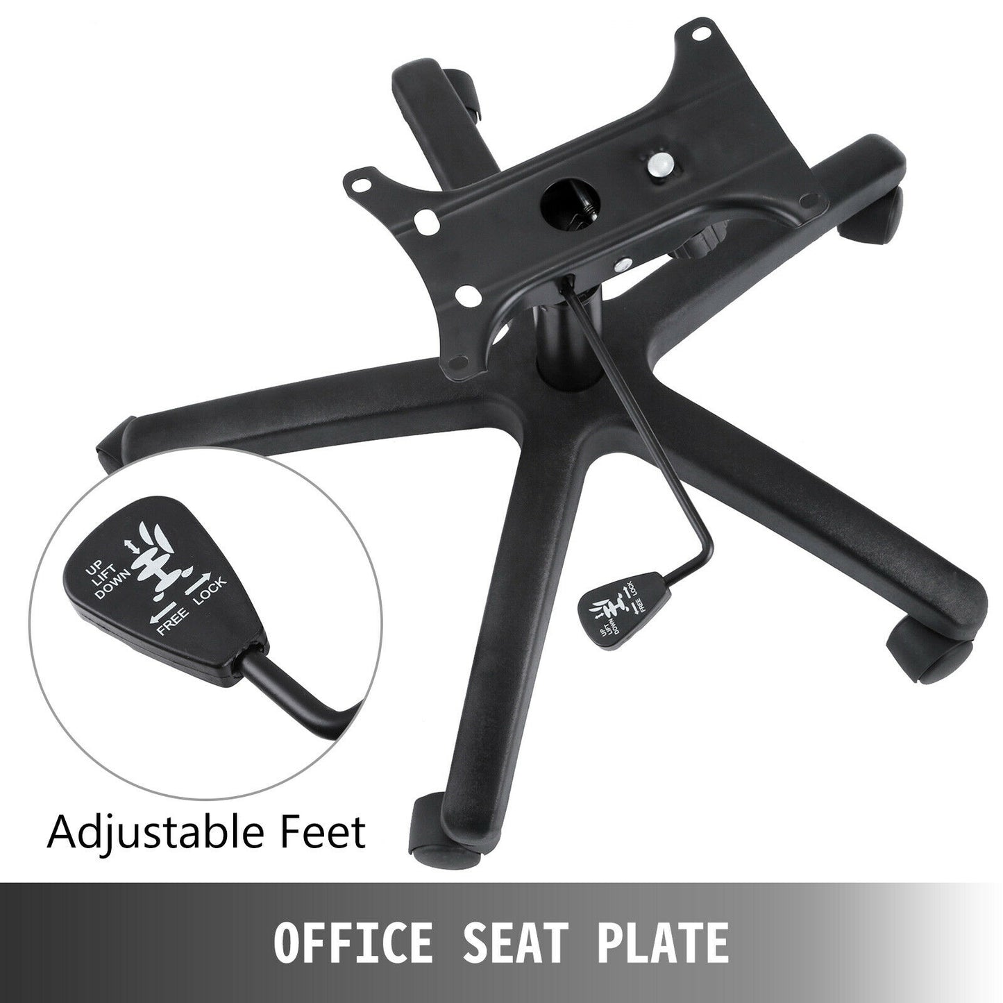 28" Swivel Chair Base Replacement with Cylinder, Plate & Casters (5" Stroke)