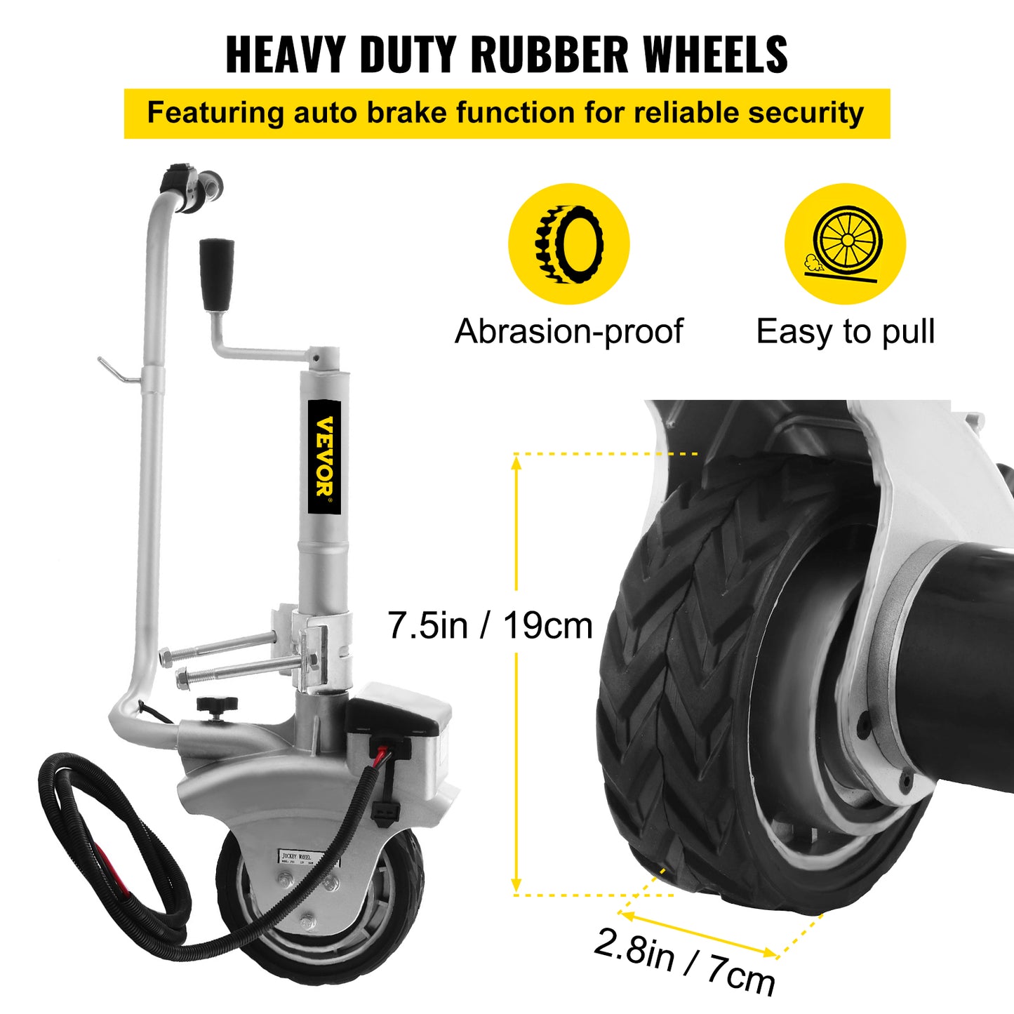 12V Jockey Wheel for Vehicle Load & Trailer Mover - 2270KG