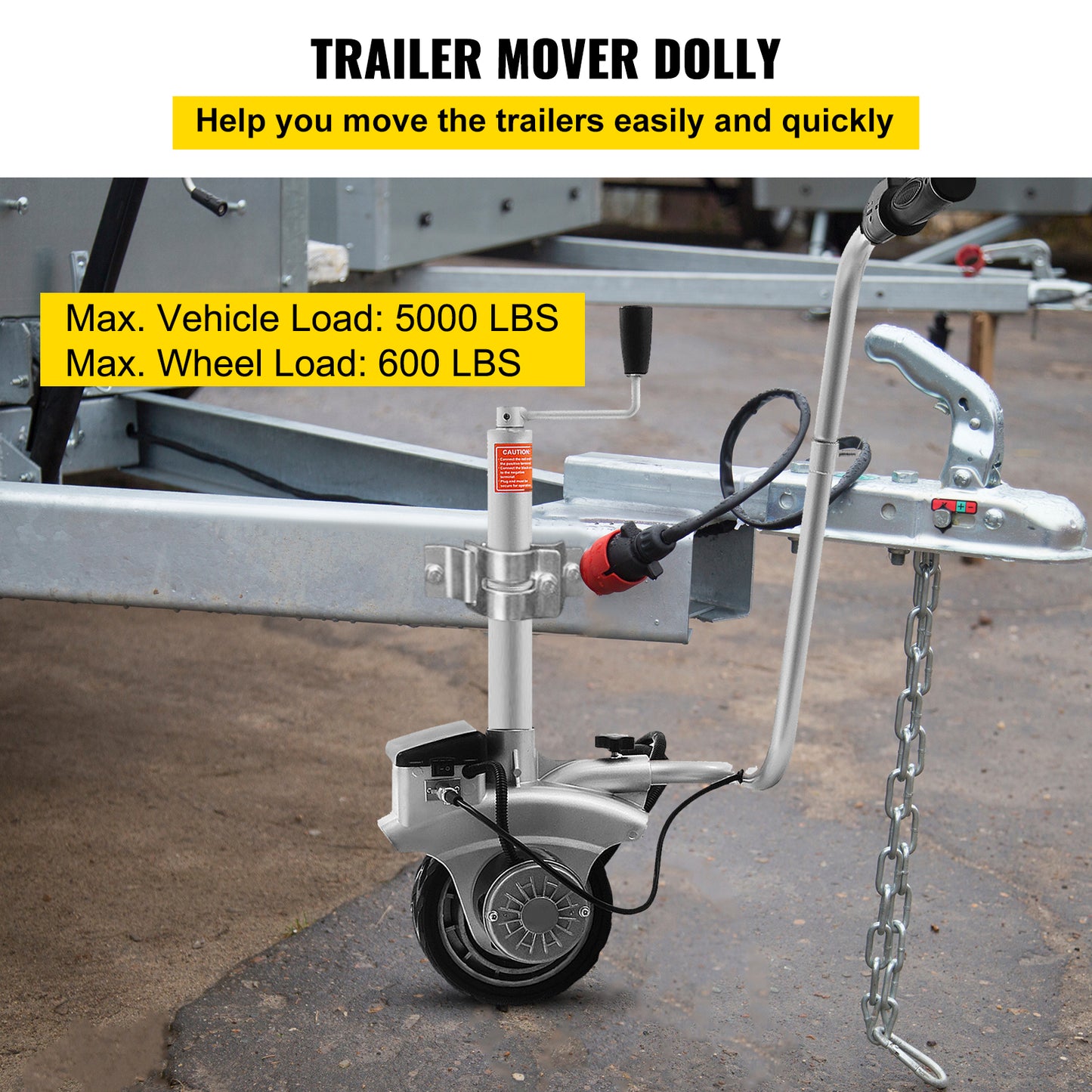 12V Jockey Wheel for Vehicle Load & Trailer Mover - 2270KG