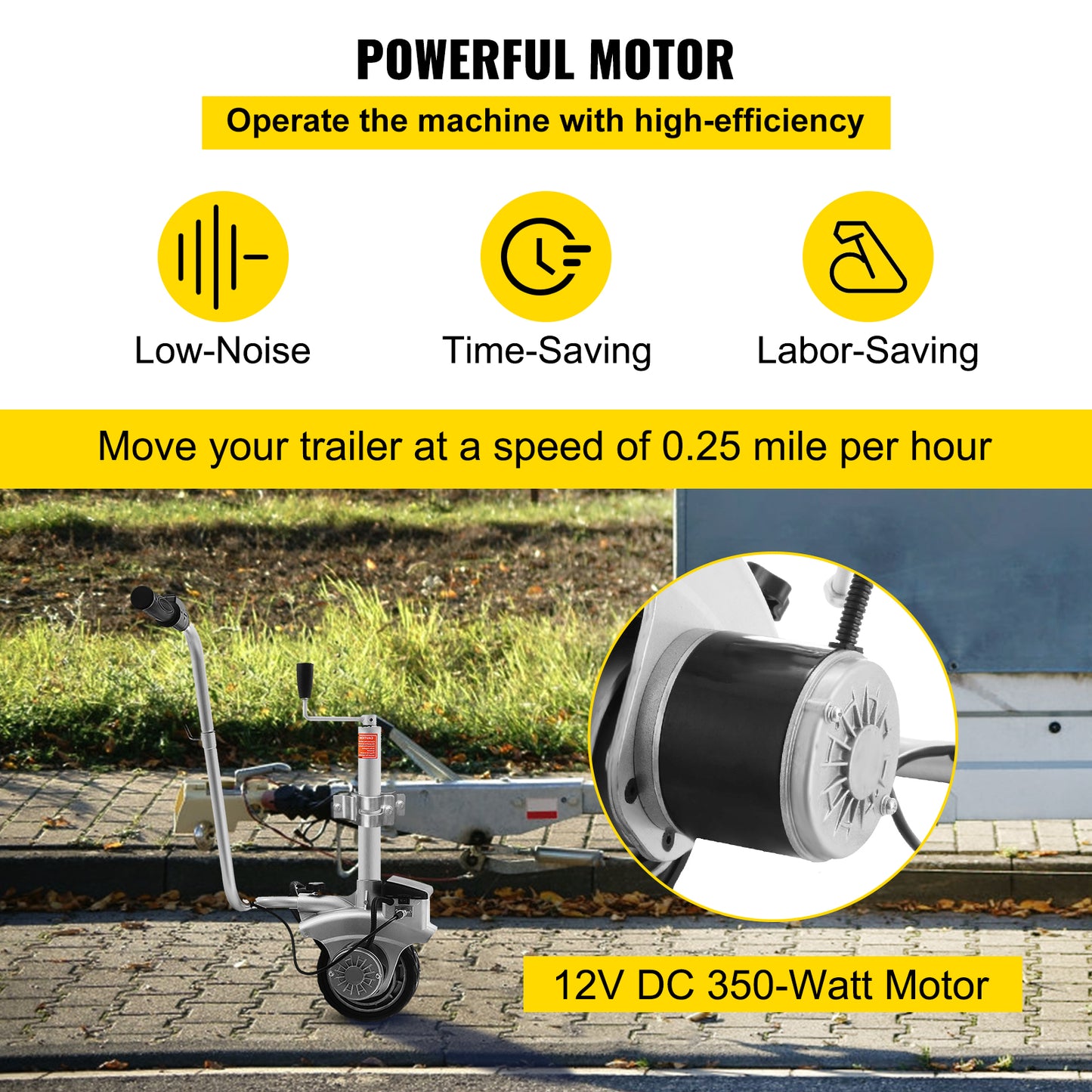 12V Jockey Wheel for Vehicle Load & Trailer Mover - 2270KG