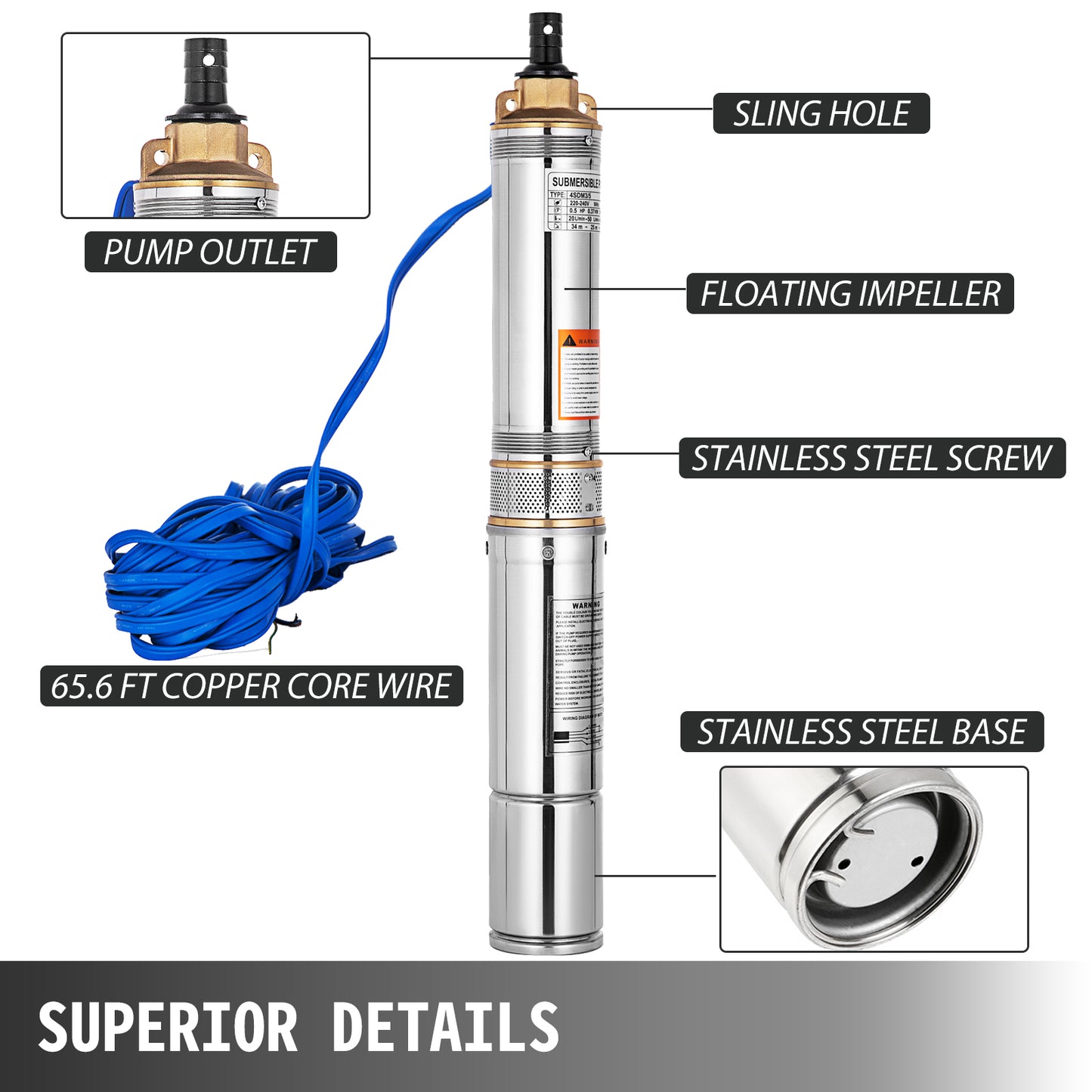 Submersible Water Pump 2200W for Irrigation & Agriculture