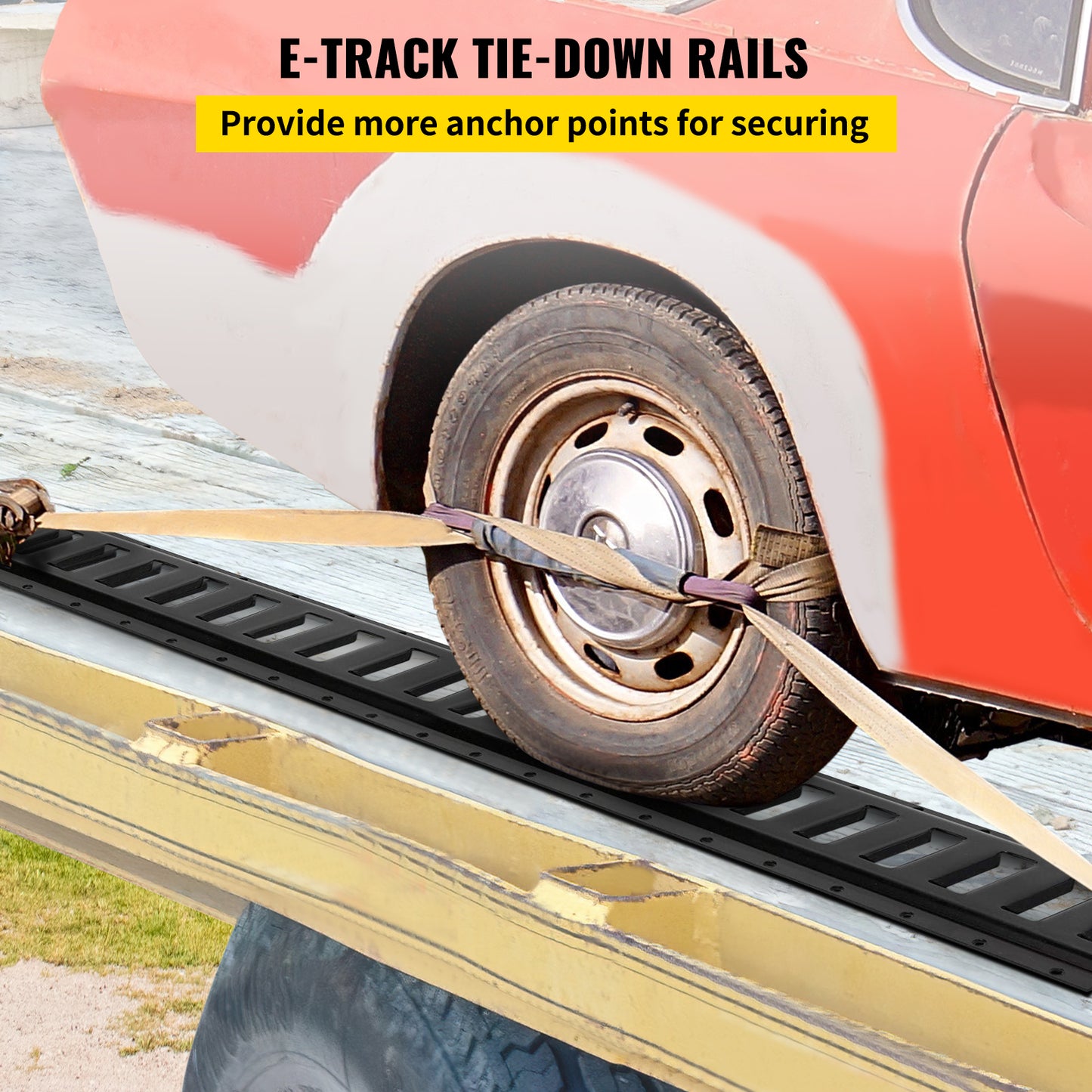 E-Track Tie-Down Rail for Vehicles & Trailers - 4/6Pcs, Steel, Compatible with Various Straps & Chains - 5/8FT.