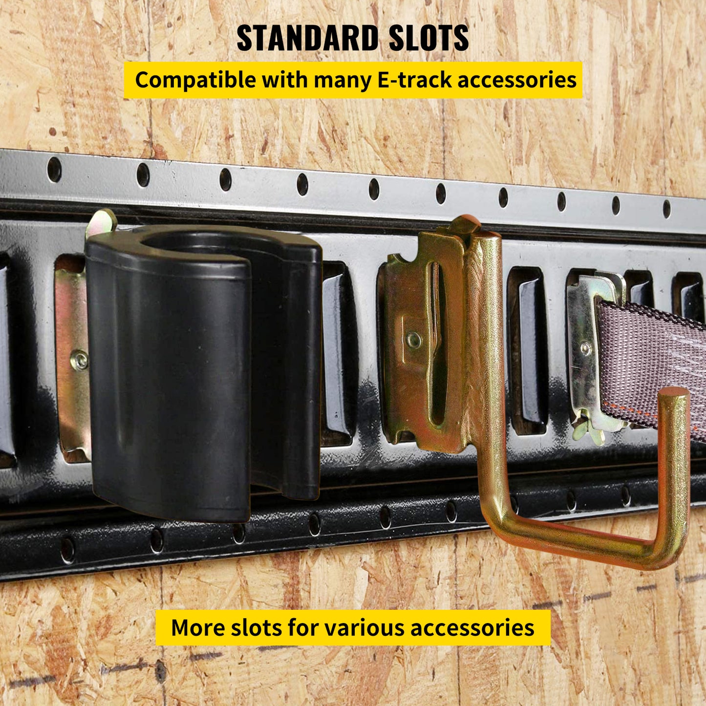 E-Track Tie-Down Rail for Vehicles & Trailers - 4/6Pcs, Steel, Compatible with Various Straps & Chains - 5/8FT.