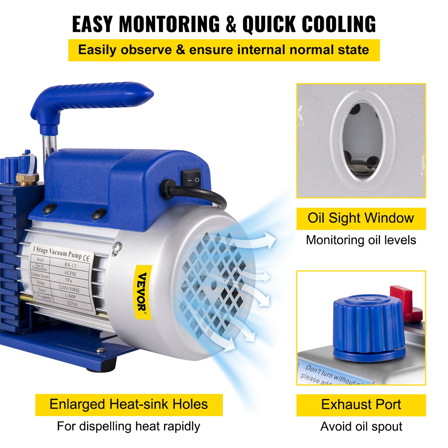 4CFM HVAC vacuum pump for refrigeration with degassing kit - 50.