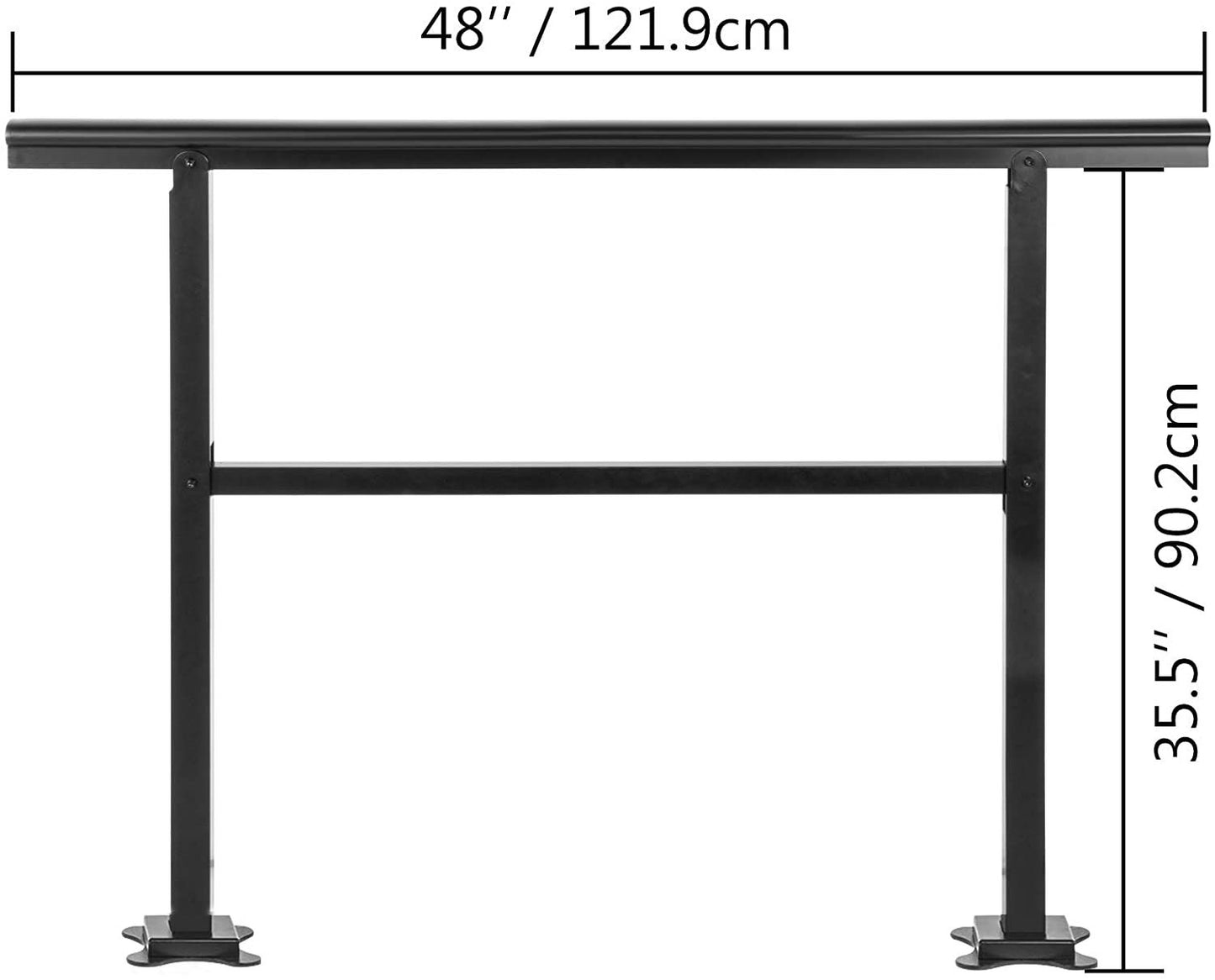 Main courante réglable en fer forgé, capacité de charge de 165 lb, rampe d'escalier en métal (noir mat)