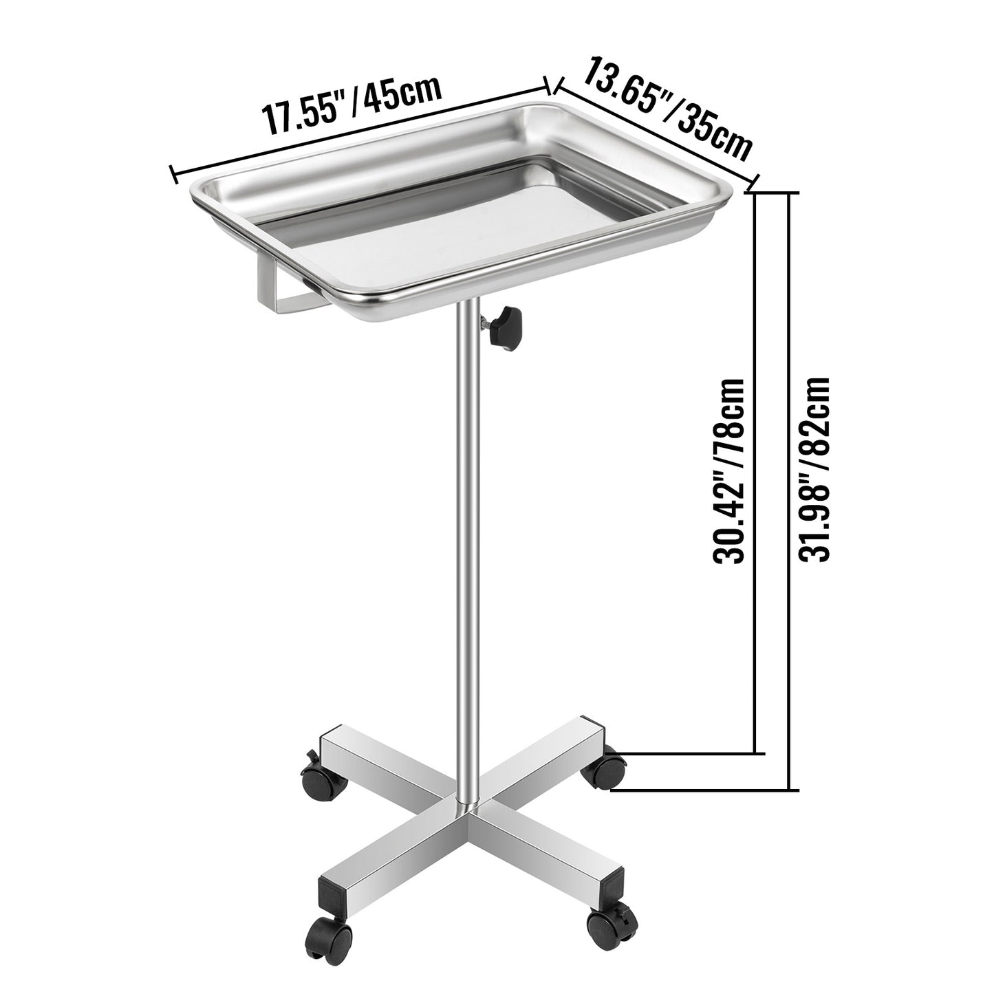 Stainless Steel Beauty Trolley Cart with Wheels (50cm)