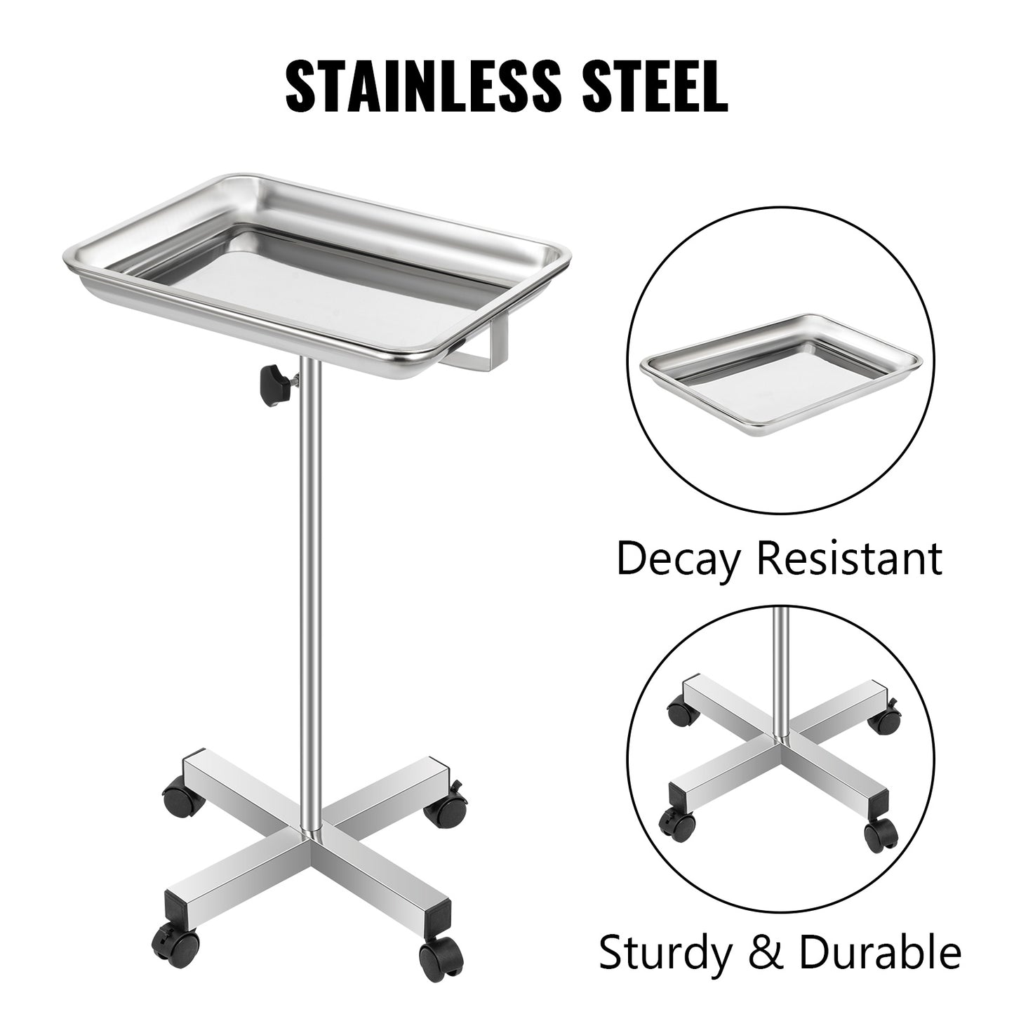 Stainless Steel Beauty Trolley Cart with Wheels (50cm)