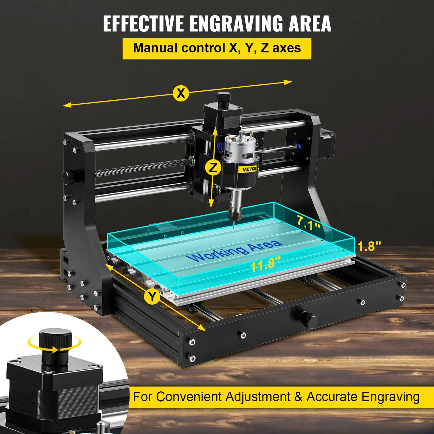 Engraving Machine VEVOR 3018 Pro, CNC, 3 Axis, Offline Controller, GRBL Control, DIY Wood PCB Milling Cutting, Laser Engraver, Black, Mini