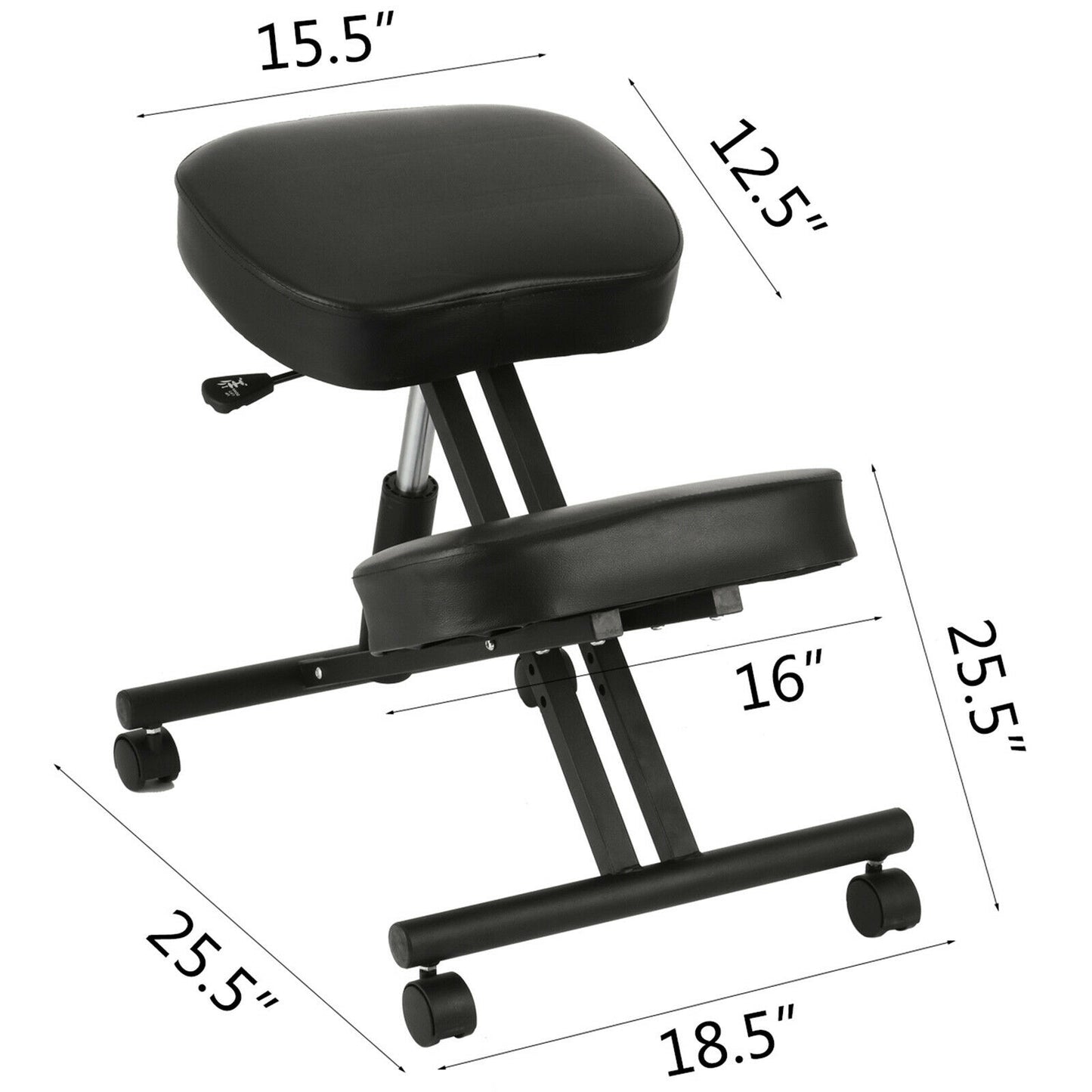 Scaun ergonomic îngenunchiat cu pernă groasă și înălțime reglabilă pentru modelarea corpului și echilibrul posturii acasă sau la birou (50 cm)