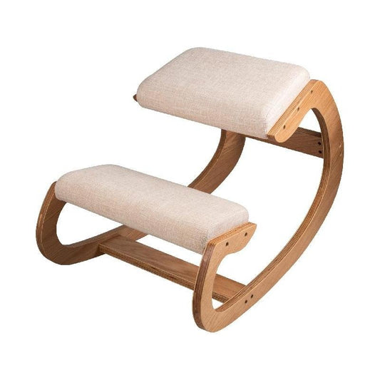 Ergonomic Wooden Kneeling Chair with Thick Cushion for Home Office Furniture - Rocking design.