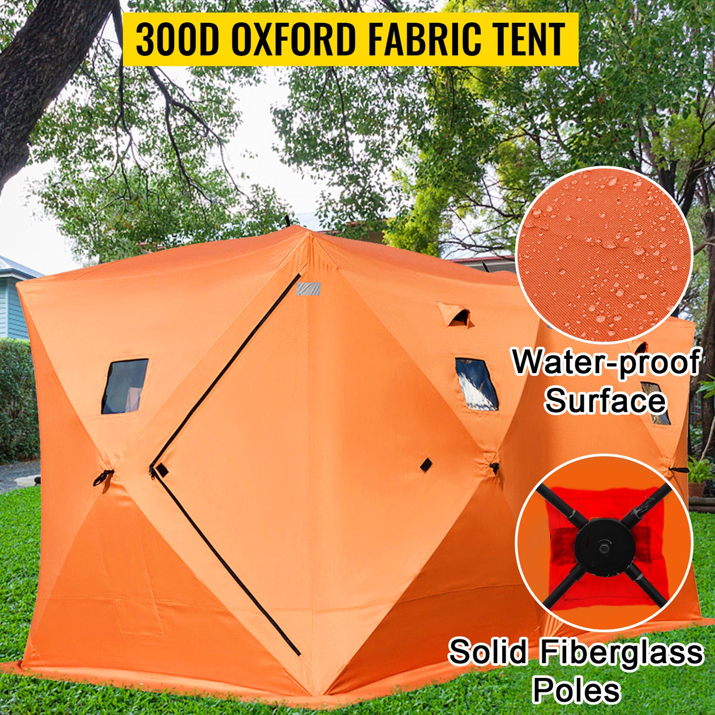 Camouflage Insulated Winter Fishing Tent, 8-Person, Waterproof.