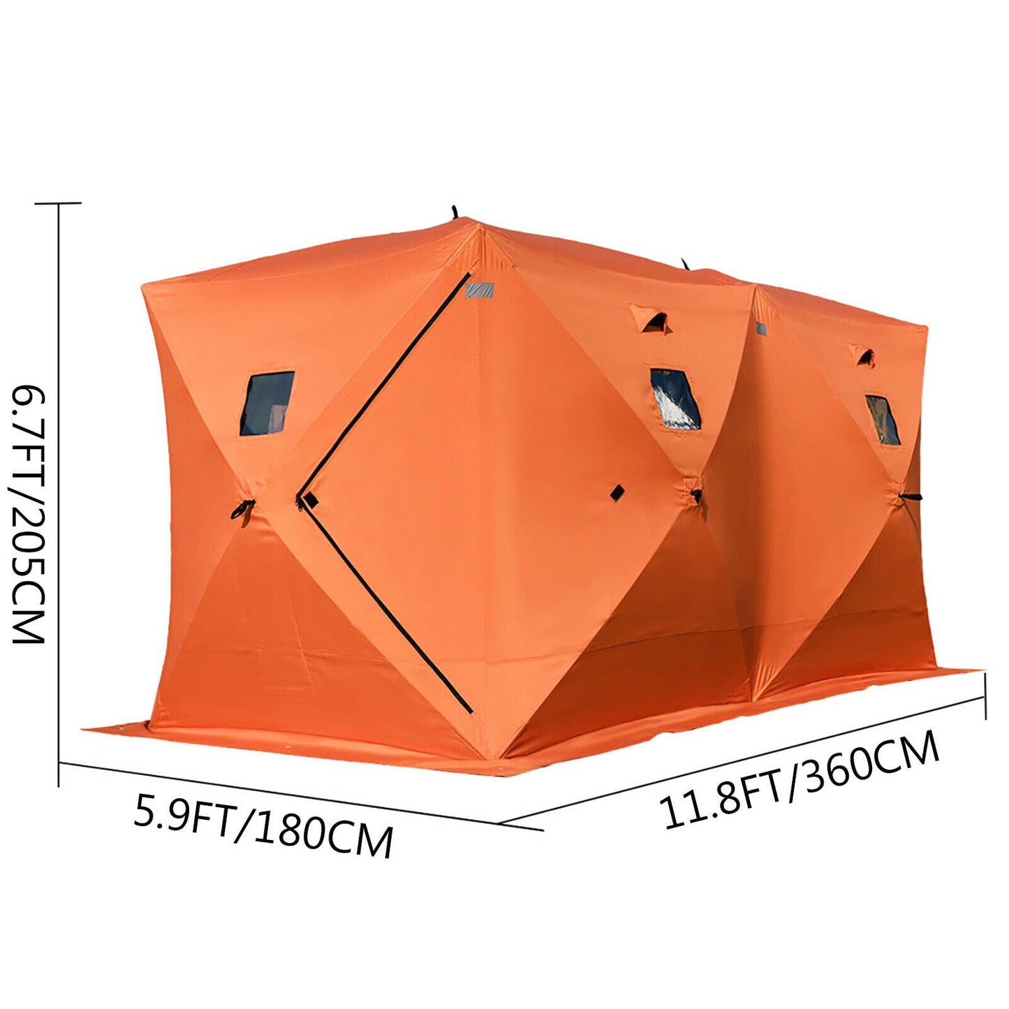 Camouflage Insulated Winter Fishing Tent, 8-Person, Waterproof.