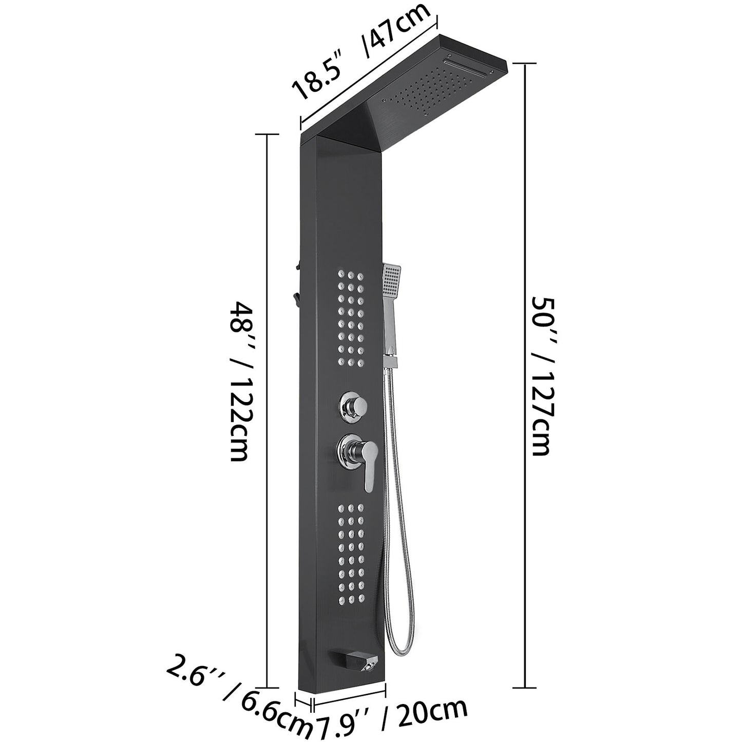 LED Shower Panel System Waterfall Rain Massage Jets with Faucets