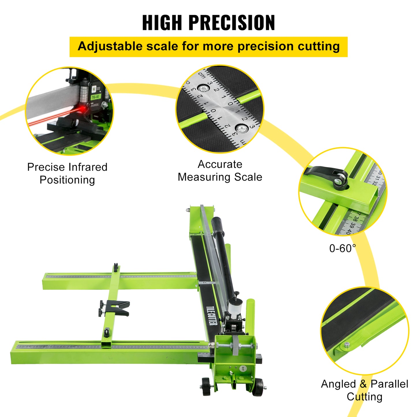 Dispozitiv de tăiat manual cu laser cu infraroșu profesional VEVOR pentru tăierea plăcilor ceramice din porțelan (până la 50 cm)