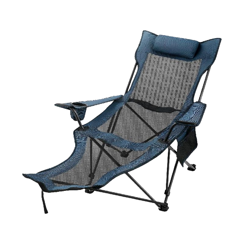 Folding Camp Chair with Footrest & Backrest for Camping, Fishing, Beach - Portable & Foldable Lounge Bed (50")