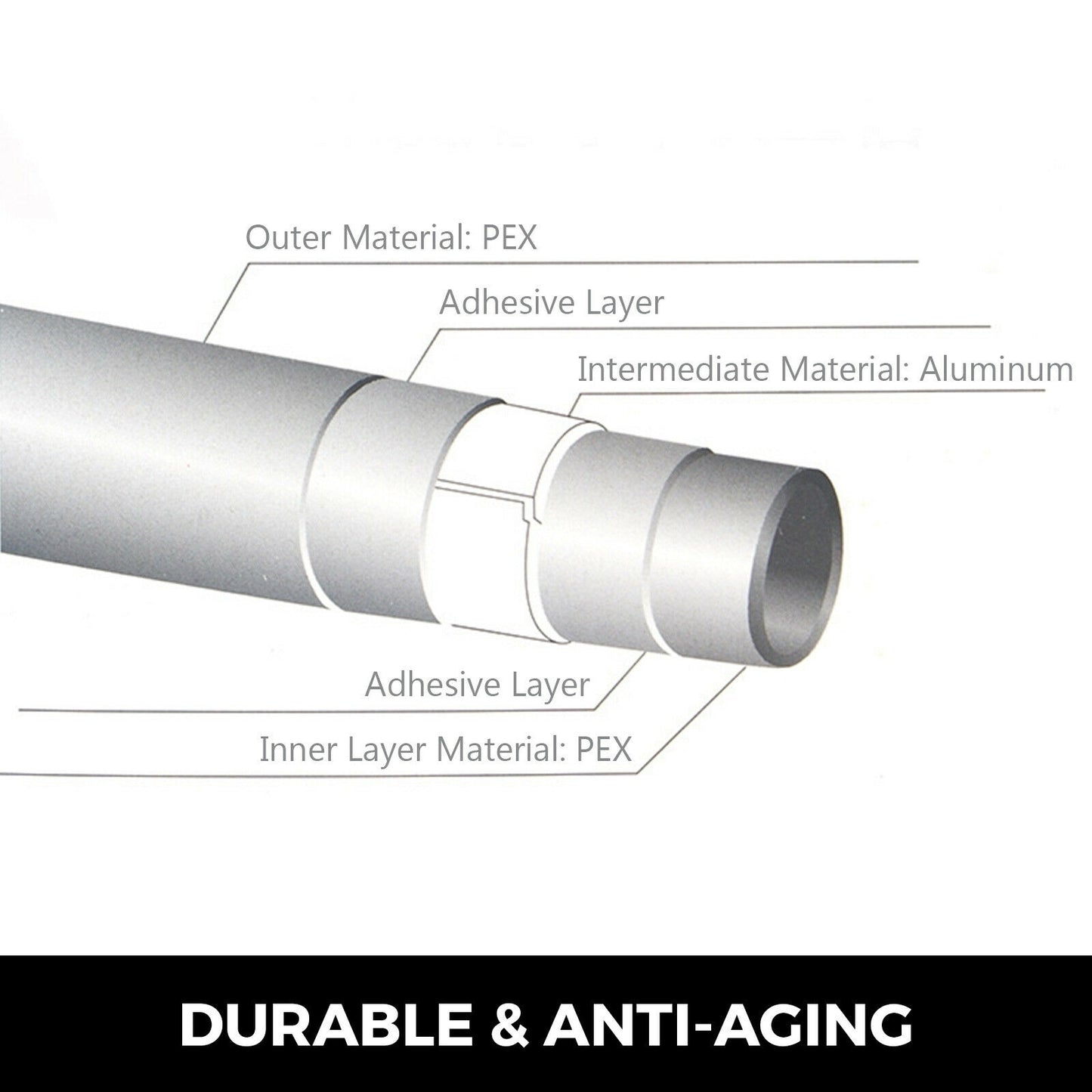 200M/300M PEX-AL-PEX Tubing Radiant Floor Heating Tube Aluminum Oxygen Barrier