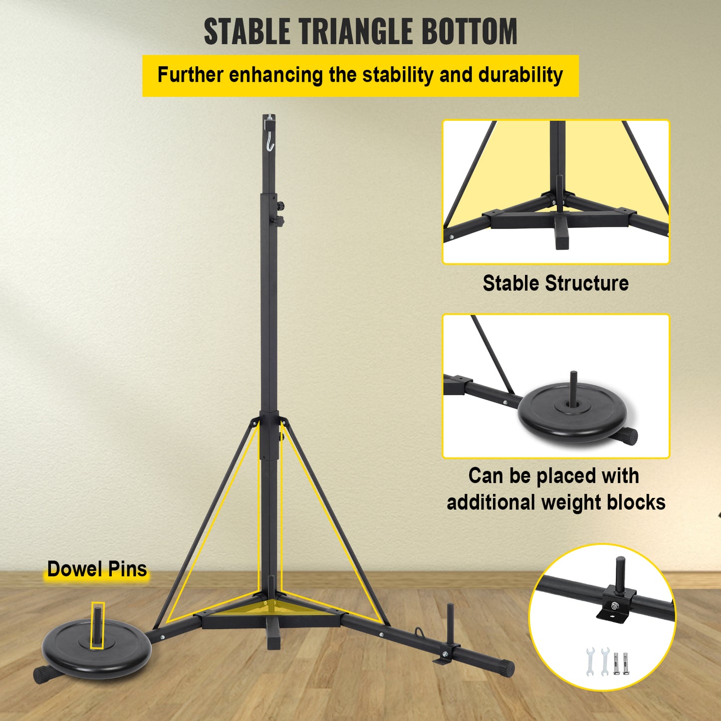 Boxing Stand, Height Adjustable, Foldable, 60Kg capacity, Black