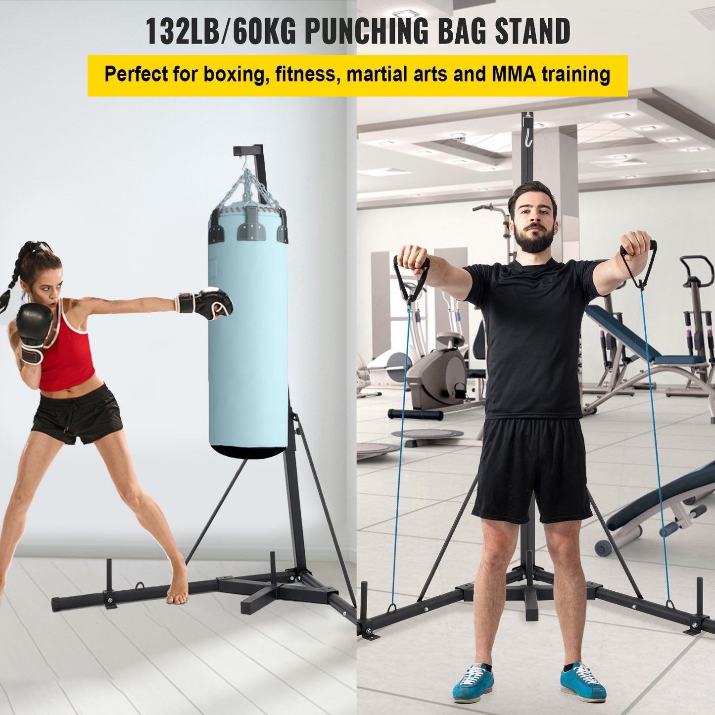 Boxing Stand, Height Adjustable, Foldable, 60Kg capacity, Black