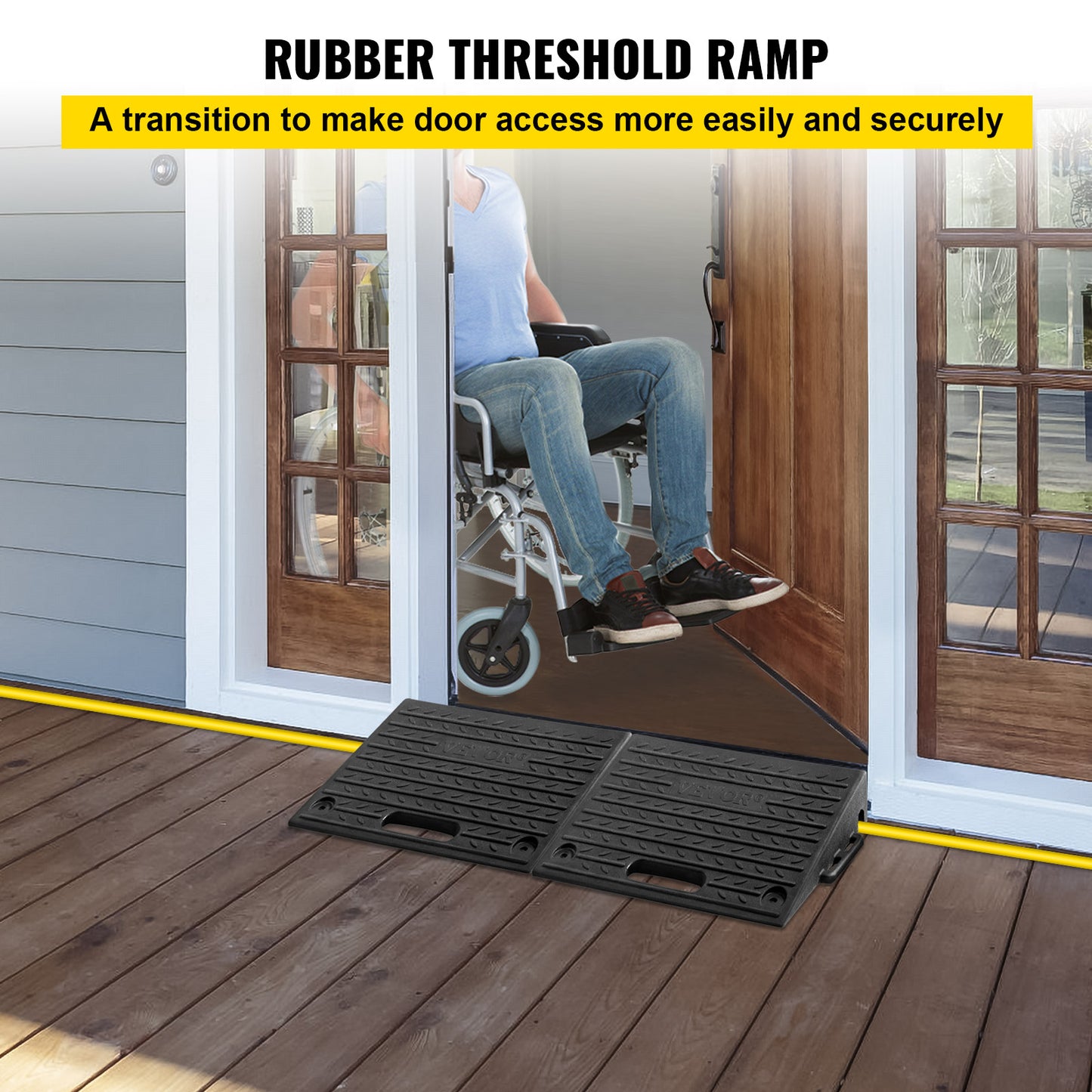 Rubber Doorway Ramp 4" Rise Non-Slip 11000lbs Load Capacity