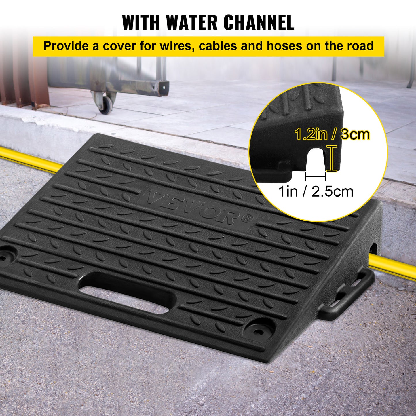 Rubber Doorway Ramp 4" Rise Non-Slip 11000lbs Load Capacity