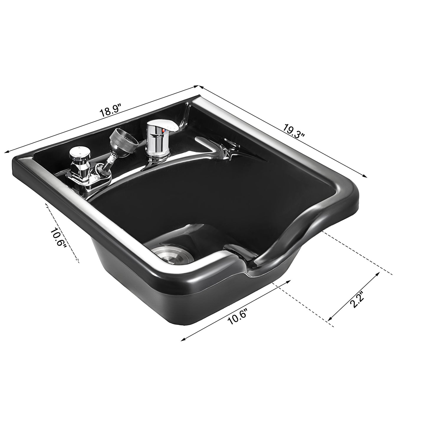 Black ABS Plastic Hair Washing Basin for Beauty Salons (VEVOR)