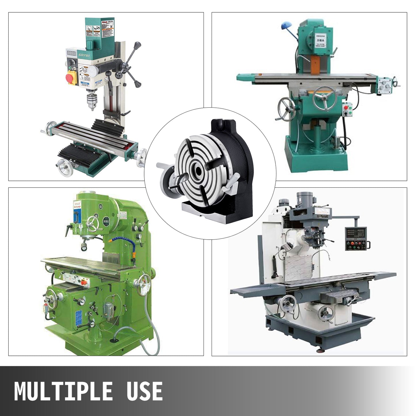 Vertical & Horizontal Rotary Table Tilting 360°, 100MM/150MM/200MM, for Milling & Drilling Machines