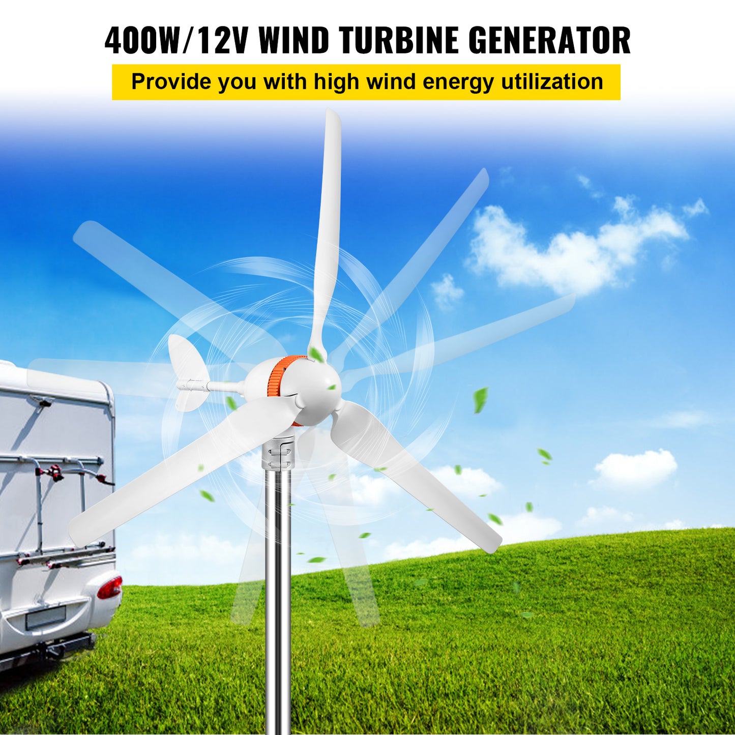 Wind Power Generator 500W AC MPPT Blades Auto Adjust