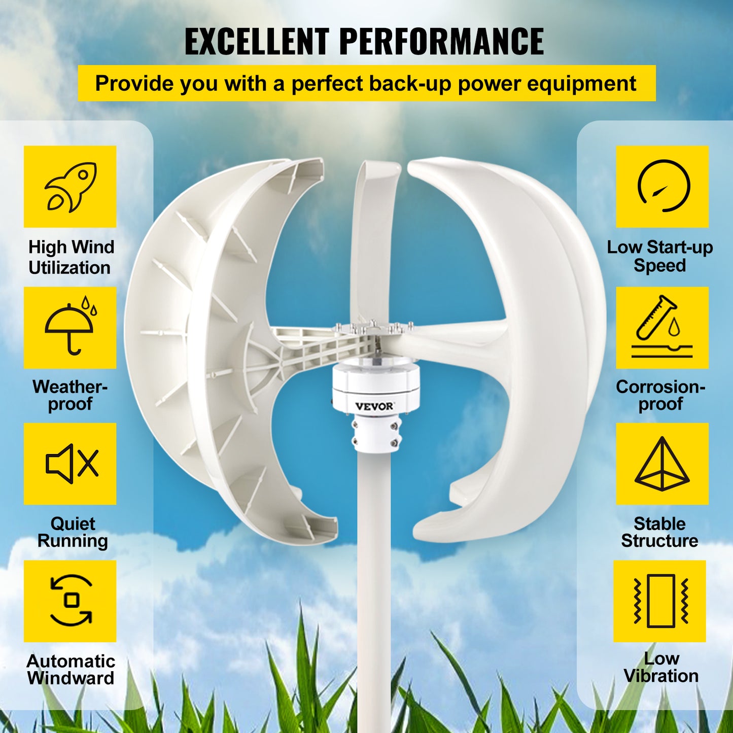 12V 400W Vertical Wind Generator with Controller