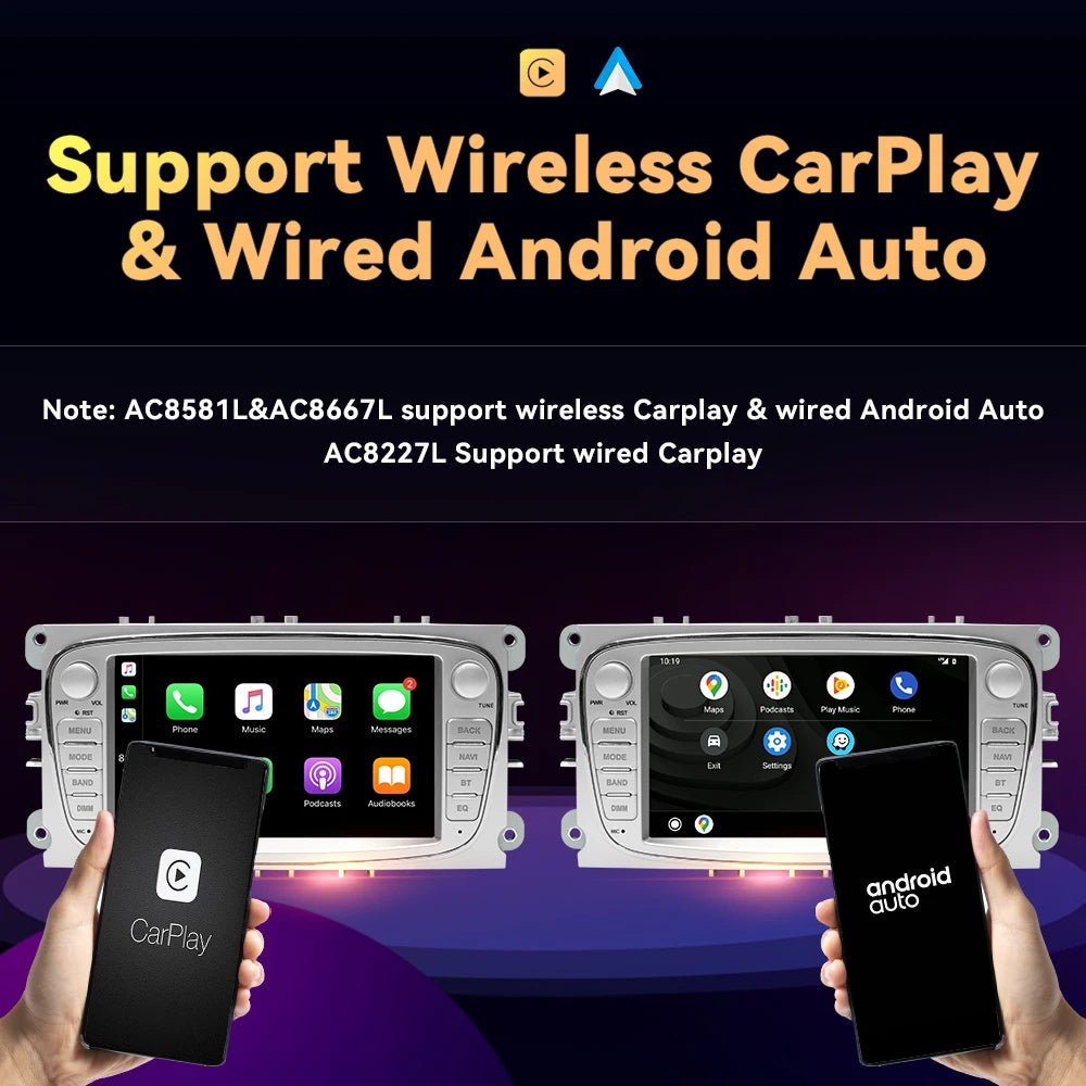 Wireless Carplay Android 11 Car Multimedia Radio  Ford Focus 2 3 mk2 Mondeo 4 Kuga Fiesta Transit Connect S-MAX C-MAX Galaxy 8Core 4GB 64GB, Black, One Size