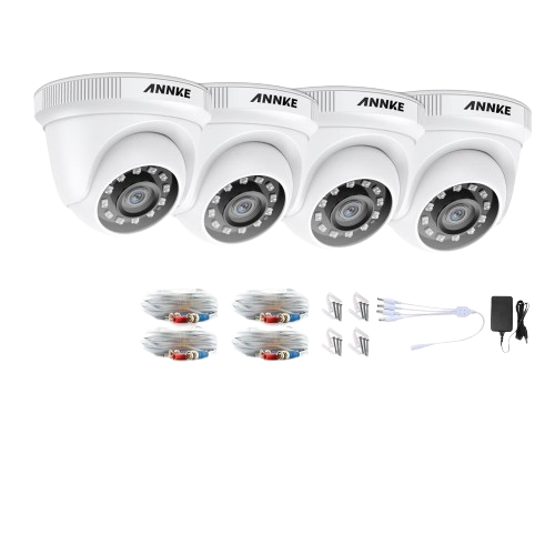 Annke 4PCS 2MP 1080P IP66 Kit de caméra de vidéosurveillance étanche 30m Dôme IR