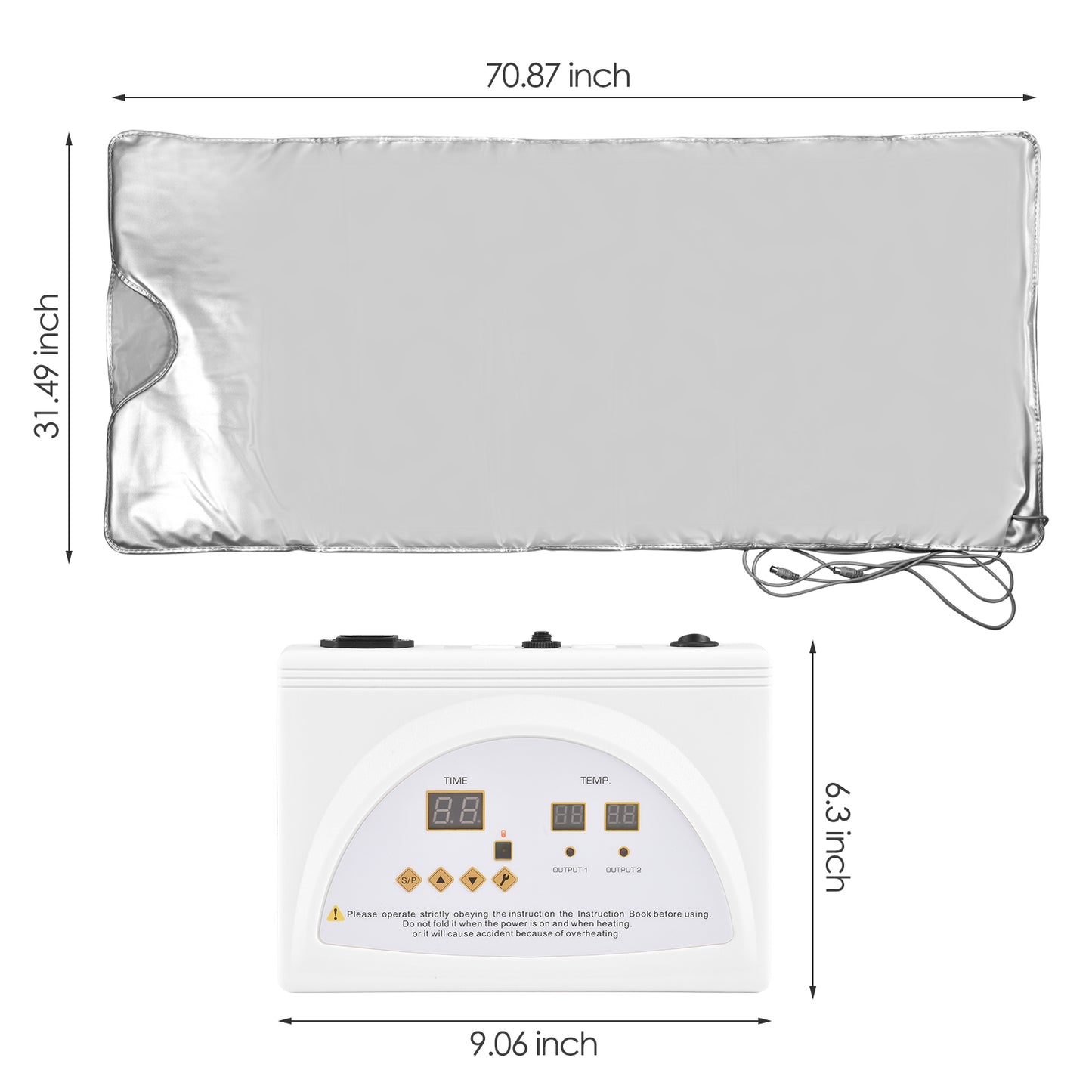 Sauna Blanket, 180 x 90 cm, up to 85 degrees, 650w, 60Hz, Silver