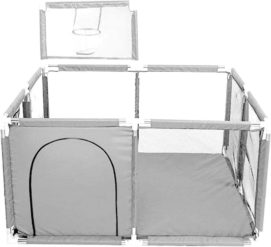 Baby Playpen, 6 Months to 6 Years Old Kids, Safety Fence, Grey