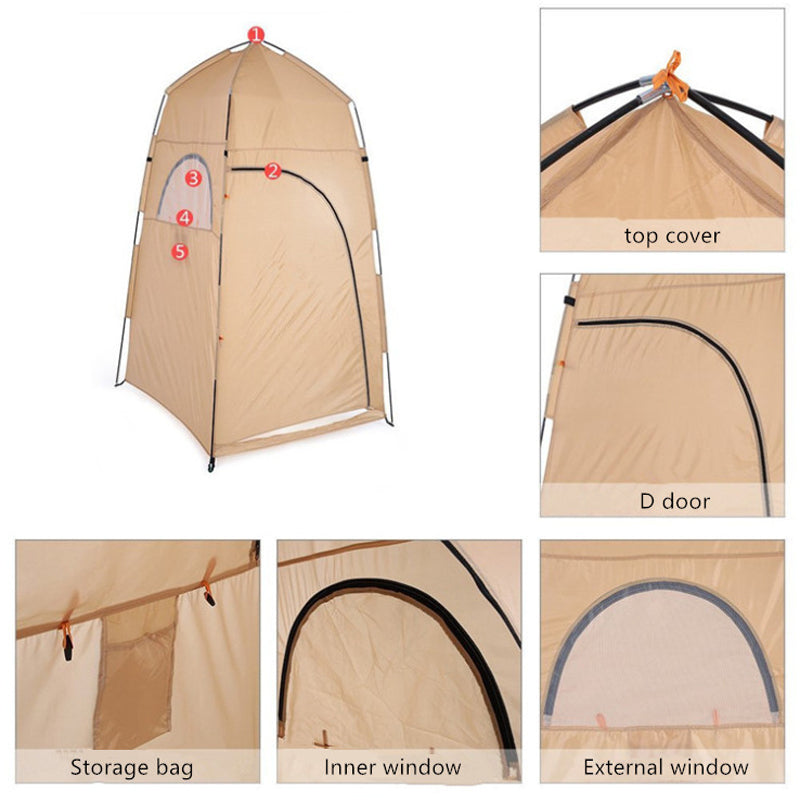 Shower Tent, 2000mm, Outdoor, Polyester, Waterproof, Yellow