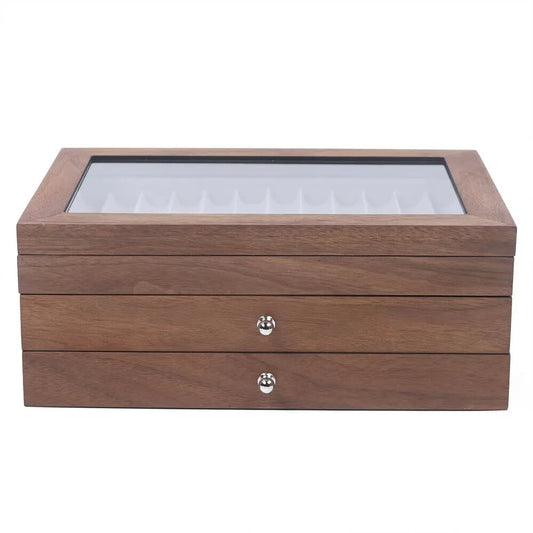 Storage Box, Wood, 34 Slots, For pen, Brown