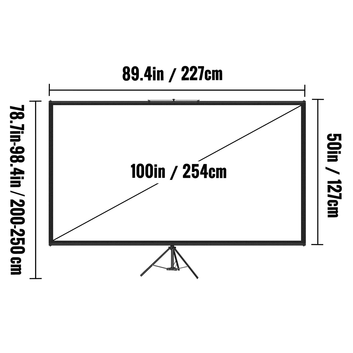 Projector Screen, 254cm, 16:9, Portable, With Tripod, White