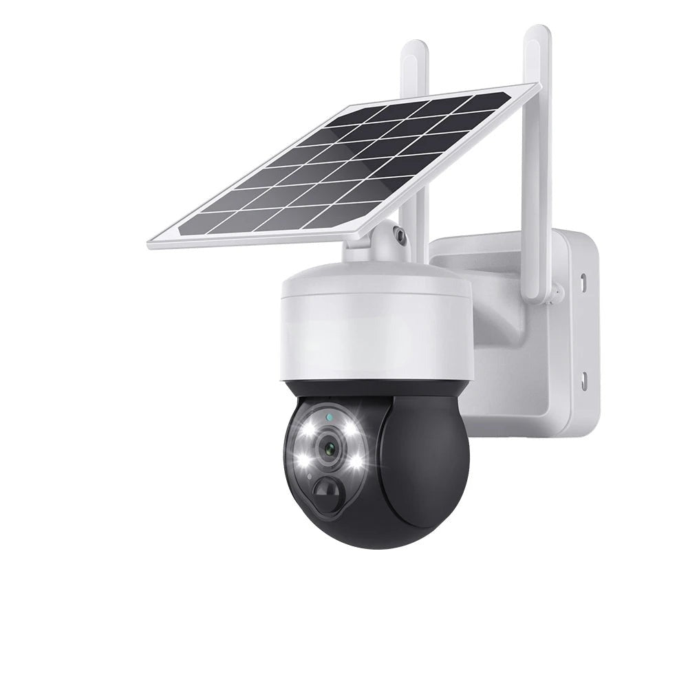 Outdoor surveillance camera, IP, WiFi, 3MP, Two Way Audio, With Solar Panel, White