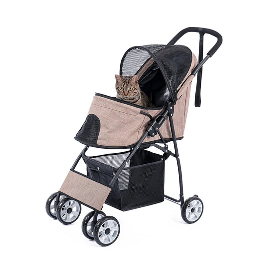 Carts, For Small Animals, 4 Wheel, Polyester, Foldable, Beige