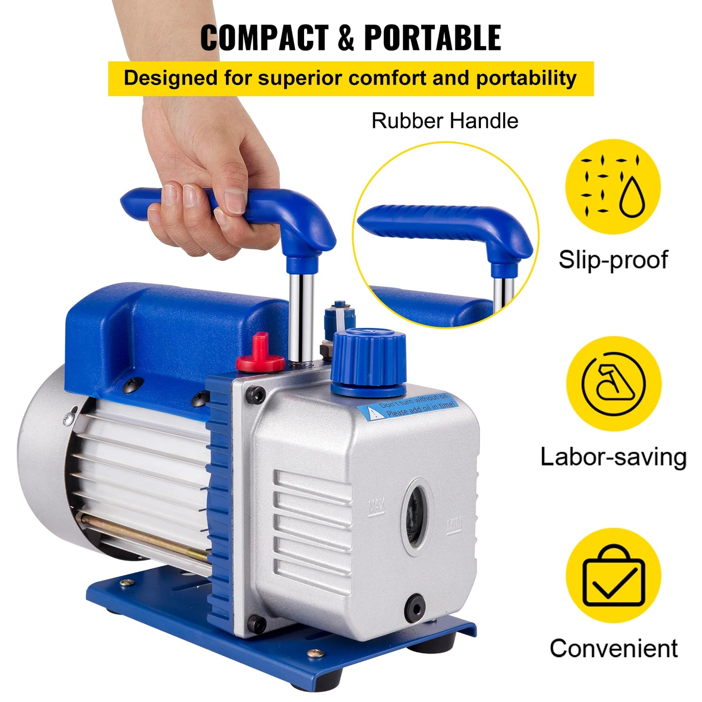 Vacuum Pump, 4000Psi, 3CFM, 1/4HP, 2 Way Gauge, Blue