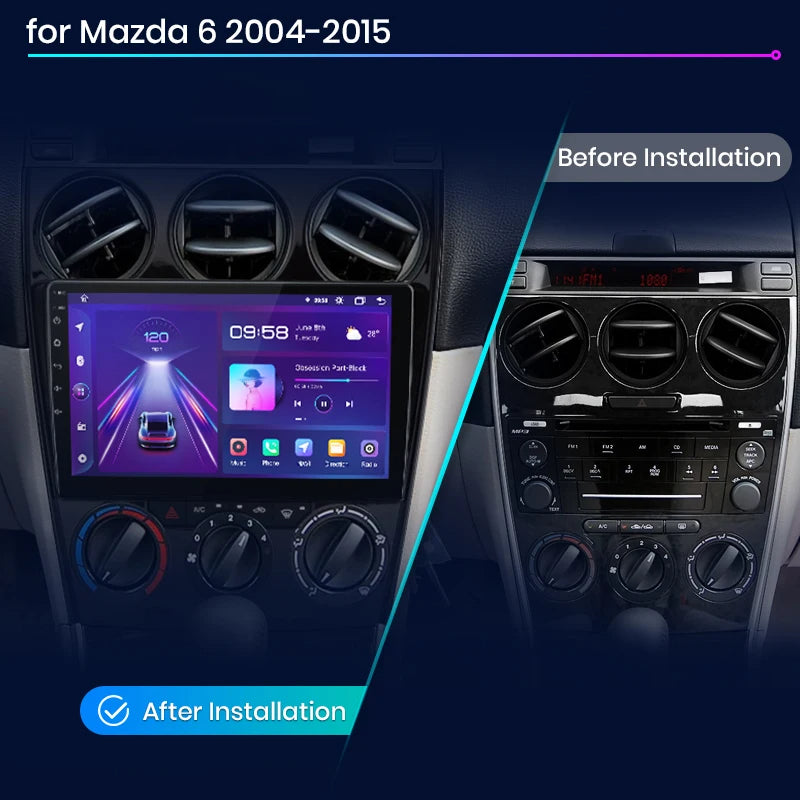 Mp5 Player, for Mazda 6, V1, 1GB, 16GB, 4 Core, 2Din, Wifi, 4x60, Black