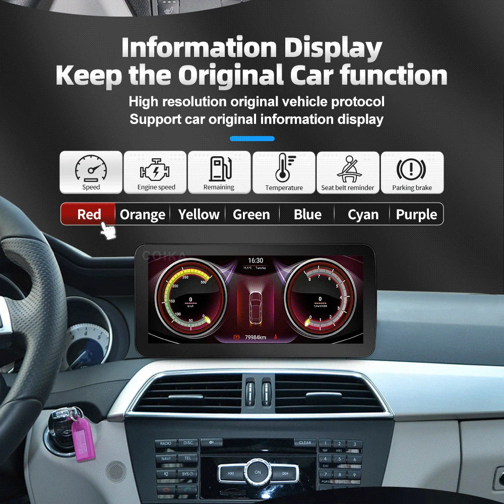 Mp5 Player, for Mercedes C W204, NTG 4,5, 8GB, 64GB, 1din, WiFi, 4x60, Black