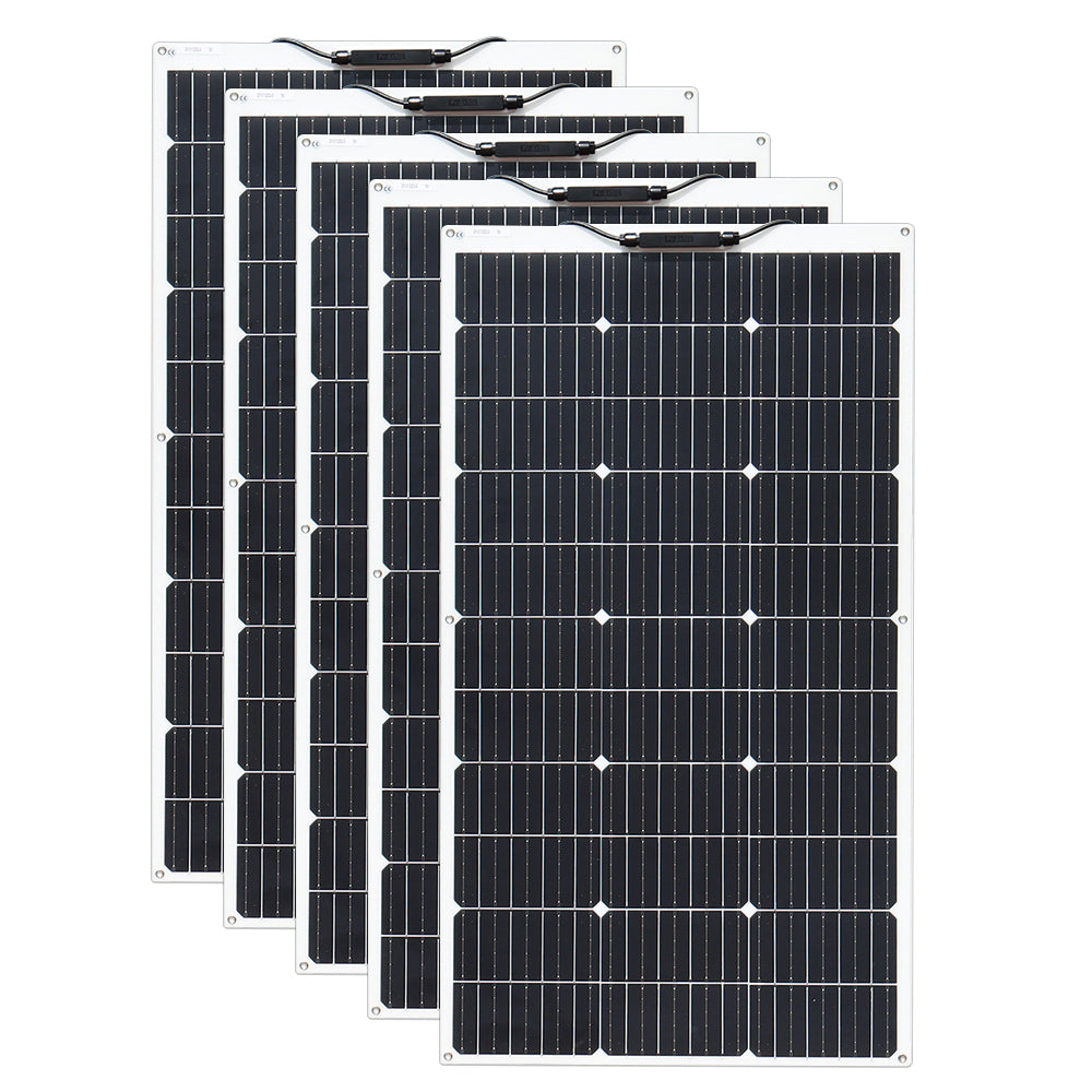 Panneaux solaires, Xinpuguang, monocristallins, flexibles, 5 pièces, 100W, noir