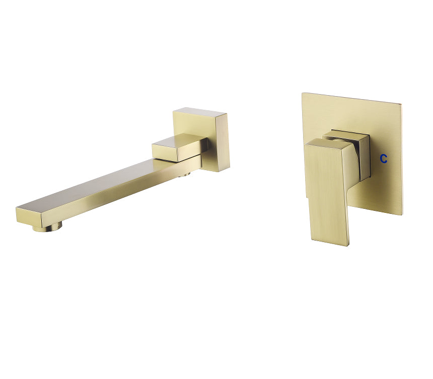 Faucet, Dfrkjhre, Wall Mount Waterfall, Brass Basin, Single Lever, Gold