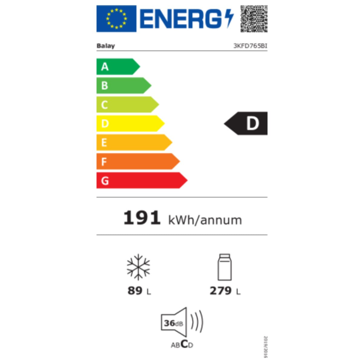 Frigider combinat Balay 3KFD765BI Alb (203 x 60 cm)