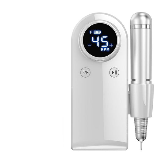 Electric File, 45000rpm, Rechargeable, LCD Display, Portable, Silver