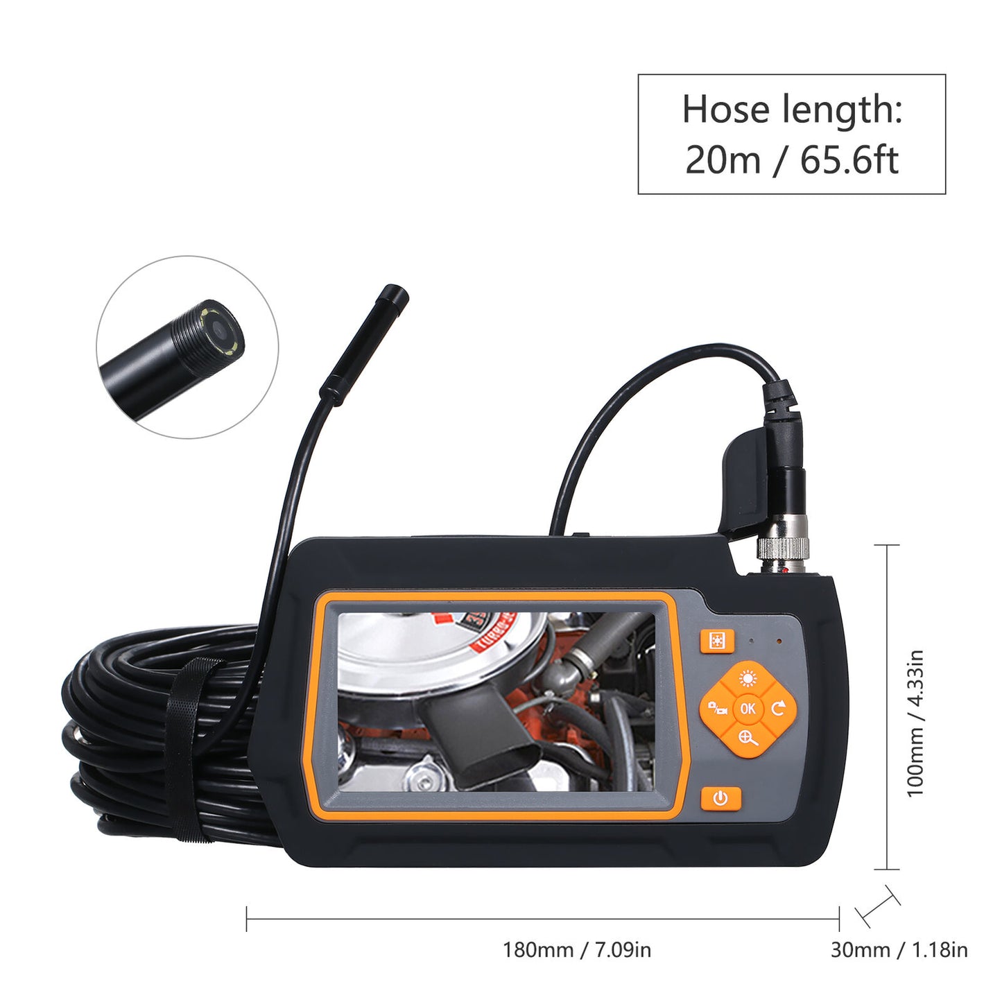 Endoscope Camera, Dual Lens, 1080P, 5.5mm, 6 LED, Black