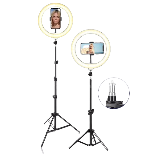 LED Ringlamp - Selfie Ring Licht- met Statief Stand, 10 Inch- met 3 Kleurmodi en 11Helderheid, USB Powered, Telefoonhouder - voor Live Streaming, Make-up, YouTube, Tiktok Vlog en Fotografie