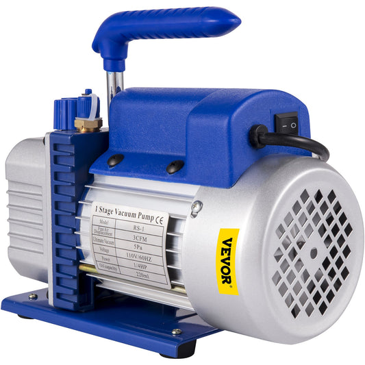 Vacuum Pump, Vevor, 1.8 CFM, 1/4HP, With Manifold Gauge, Blue