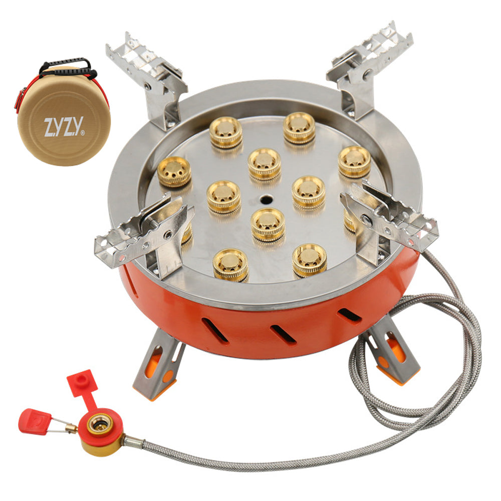 Camping Stove, 12-Core, 21800W, Adjustable Valve, Orange