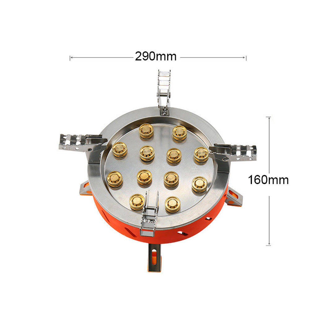 Réchaud de camping, 12 cœurs, 21 800 W, valve réglable, orange