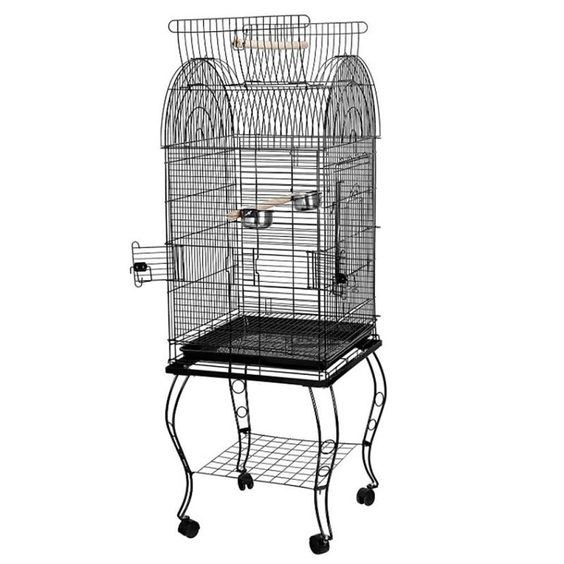 Cage à oiseaux | En augmentation | avec roues | Mobile | Métal | Nichoir | 53 x 53 x 150 cm | sur roues